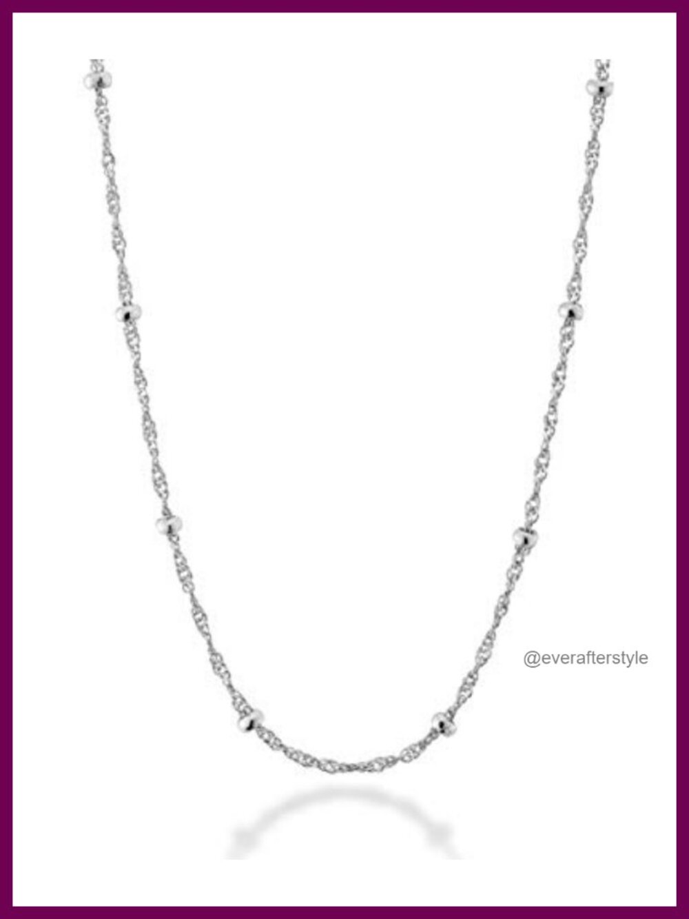 Sterling Silver Beaded Chain Necklace 20 Inch Dainty Sparkly
